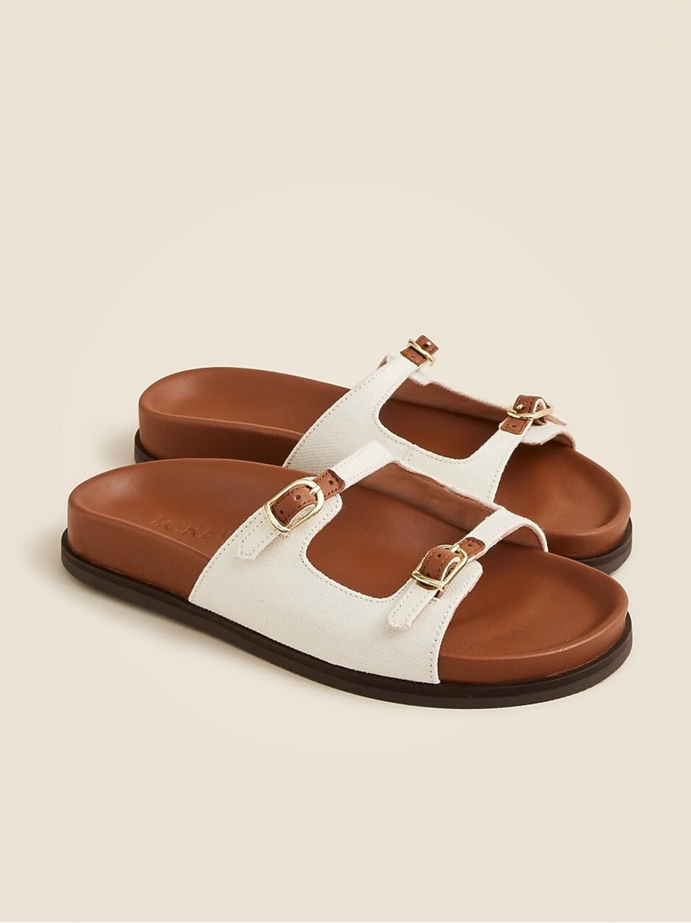 J Crew New Colbie buckle sandals in canvas and leather